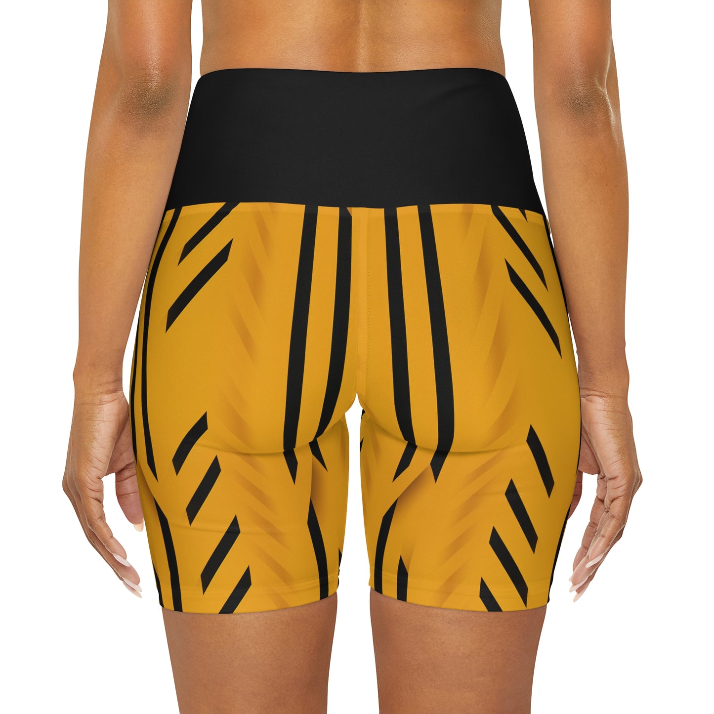 African-Print High Waisted Yoga Shorts (AOP)