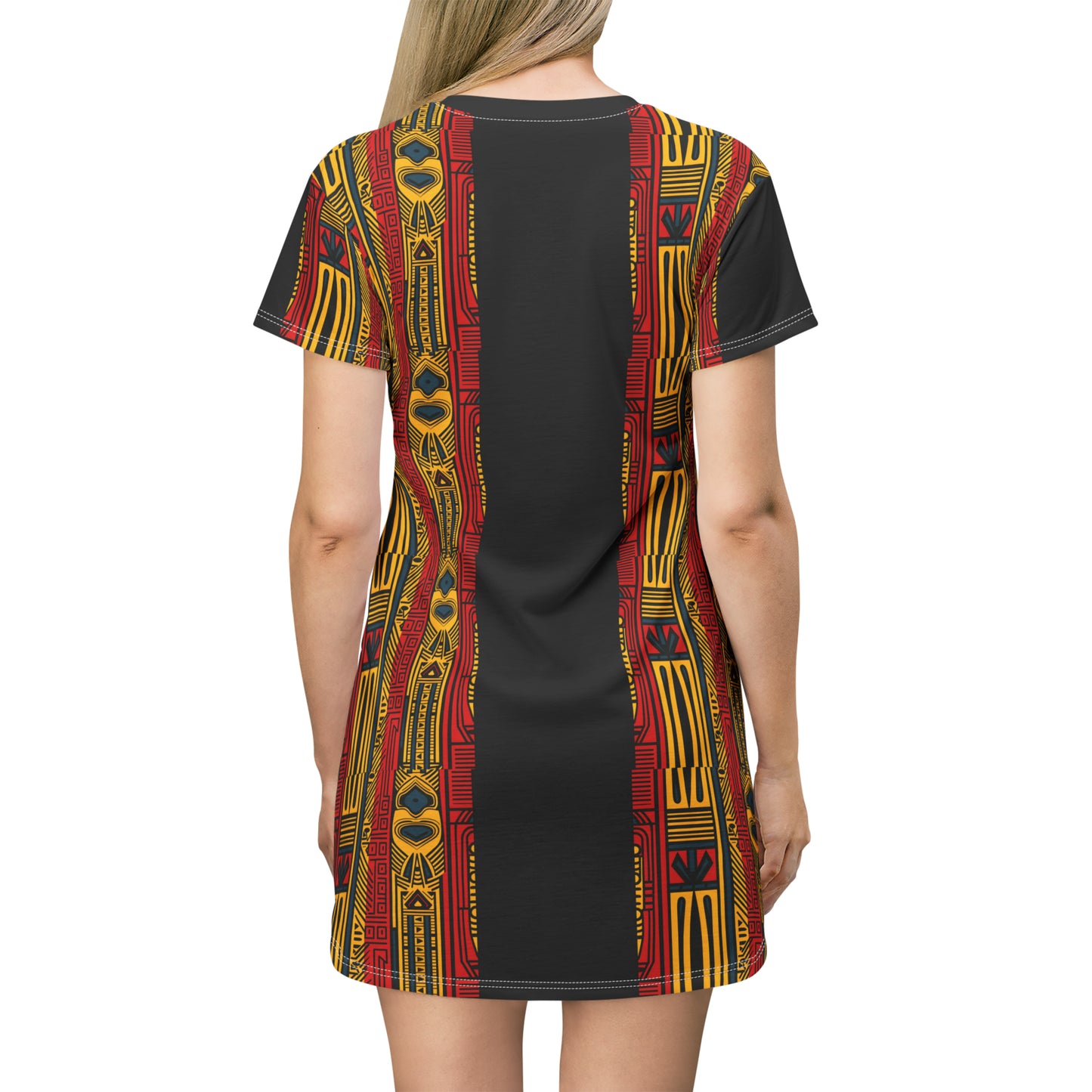 African striped print and solid patternT-Shirt Dress