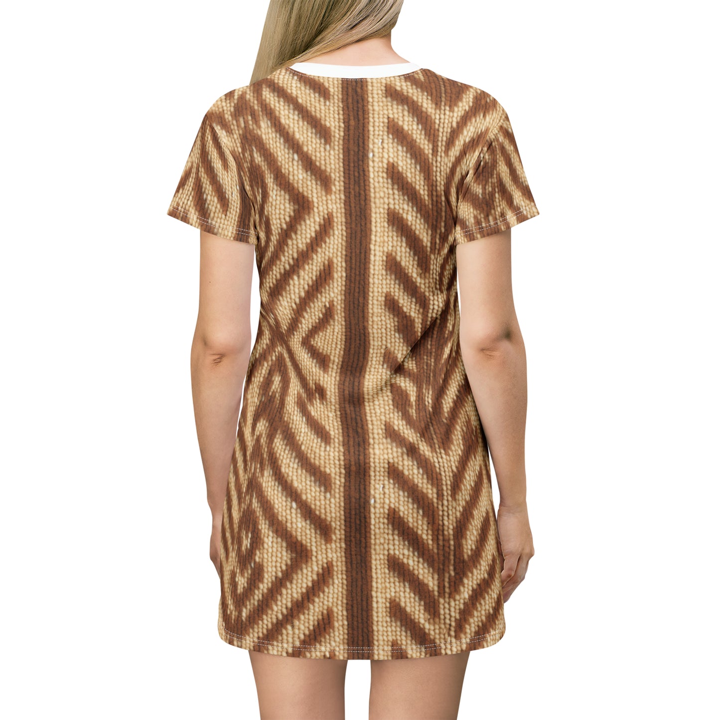 African-inspired Sand and Tan mud cloth T-Shirt Dress