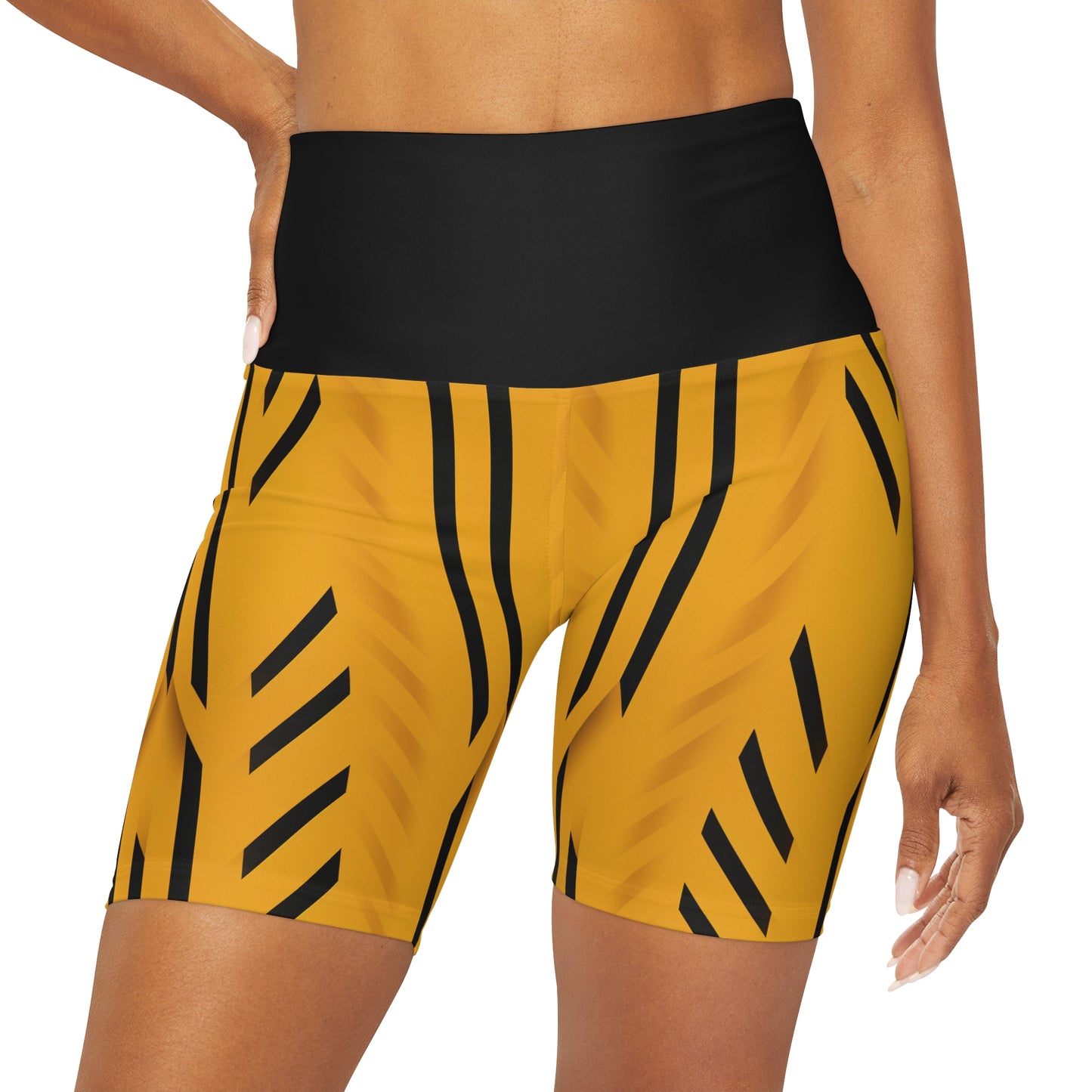 African-Print High Waisted Yoga Shorts (AOP)