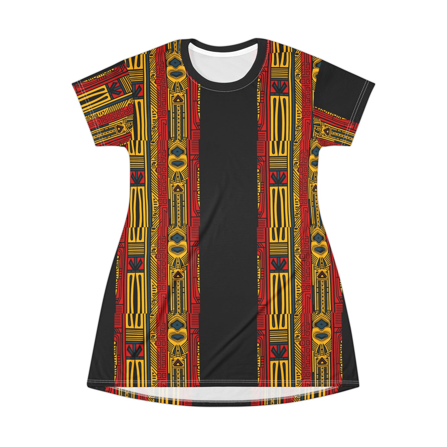 African striped print and solid patternT-Shirt Dress