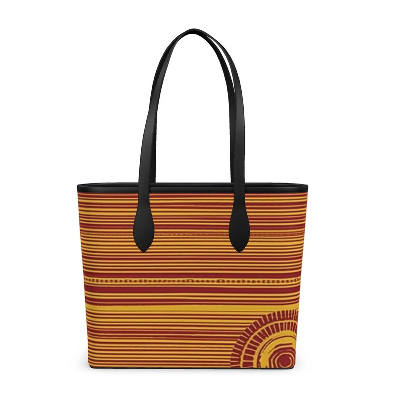 African Inspired Stripped Leather Tote